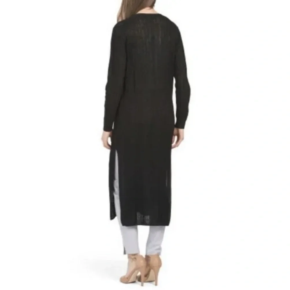 SKULL CASHMERE Allison Long Slub Linen Ribbed Duster Cardigan - Picture 4 of 10